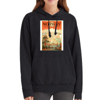 Norway The Land Of The Midnight Sun Vintage Travel  Design  Red Nature Vintage Hoodie | Artistshot