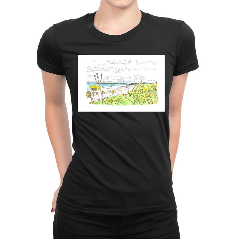 Orkney Coast With Longhouse  Humor 70s Ladies Fitted T-Shirt by lubbsroyalli | Artistshot