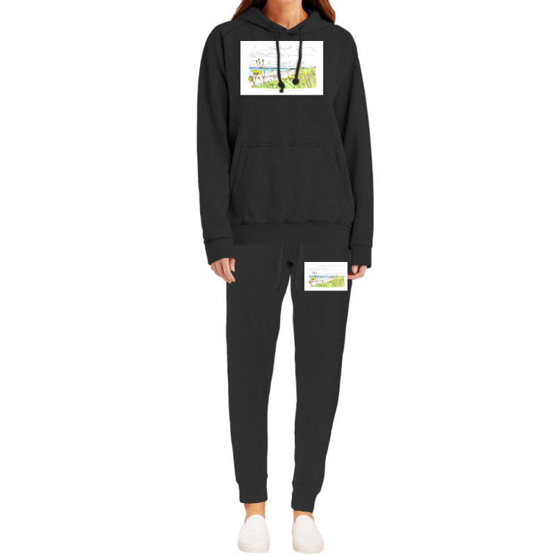 Orkney Coast With Longhouse  Humor 70s Hoodie & Jogger Set | Artistshot