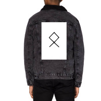 Viking Norse Rune Othala Simple Black Amp White  Aesthetic Girl Unisex Sherpa-lined Denim Jacket | Artistshot