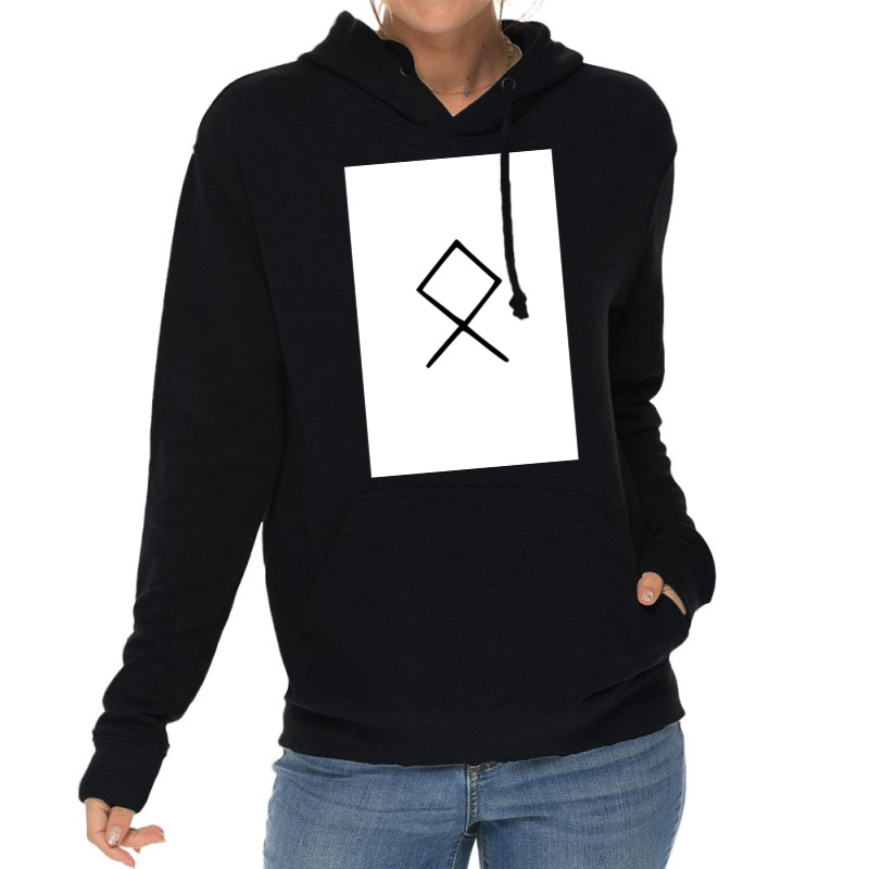 Viking Norse Rune Othala Simple Black Amp White  Aesthetic Girl Lightweight Hoodie | Artistshot