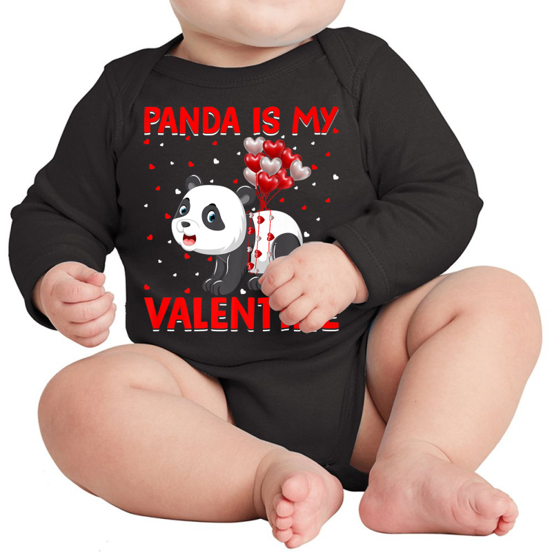 Limited Edition Panda Is My Valentine Hearts Love Panda Valentine Long Sleeve Baby Bodysuit by Kristina Ritchey | Artistshot