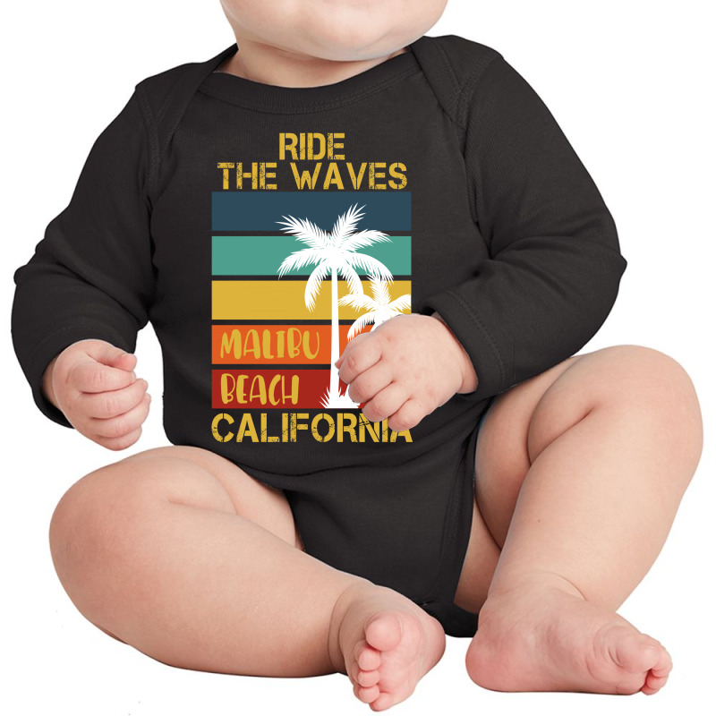 Ride Te Waves Malibu Beach California Long Sleeve Baby Bodysuit by autlu2024 | Artistshot