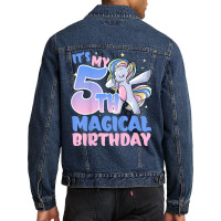 Kids It's My 5th Magical Birthday Rainbow Tail Unicorn Kid T Shirt Men Denim Jacket | Artistshot