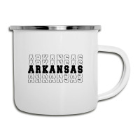 Arkansas Stacked Black Color Camper Cup | Artistshot