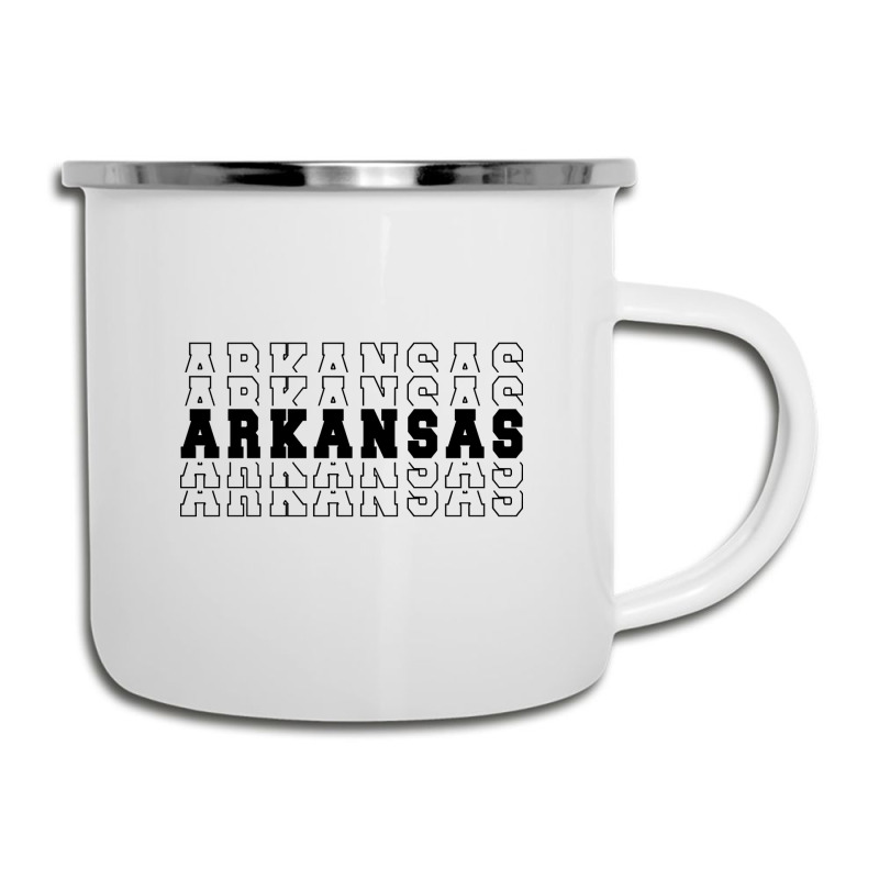 Arkansas Stacked Black Color Camper Cup | Artistshot