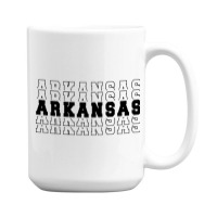 Arkansas Stacked Black Color 15 Oz Coffee Mug | Artistshot