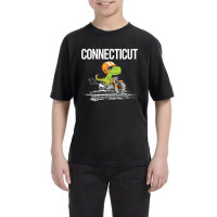 Biking Dinosaur Connecticut Youth Tee | Artistshot