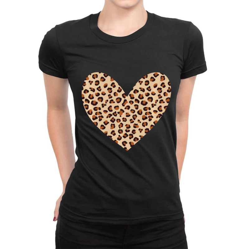 Limited Edition Leopard Print Heart Cheetah Pattern Valentine's Day Lo Ladies Fitted T-Shirt by Ricarda Petrie | Artistshot