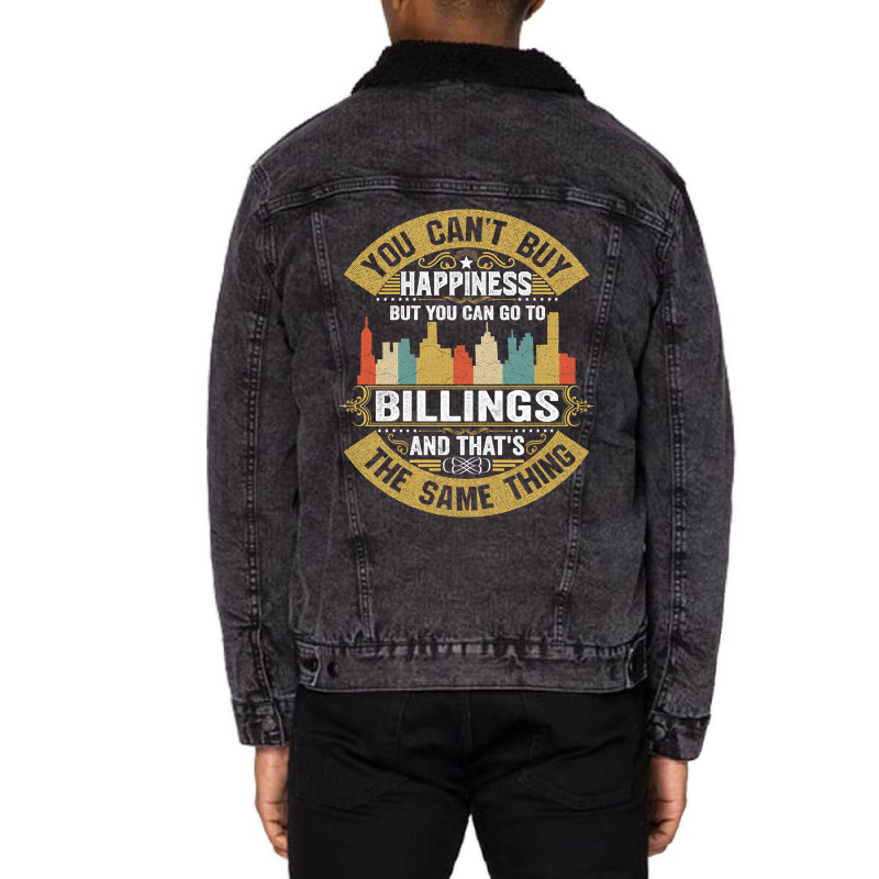 Billings City Montana  State Usa Flag Native American Unisex Sherpa-lined Denim Jacket | Artistshot