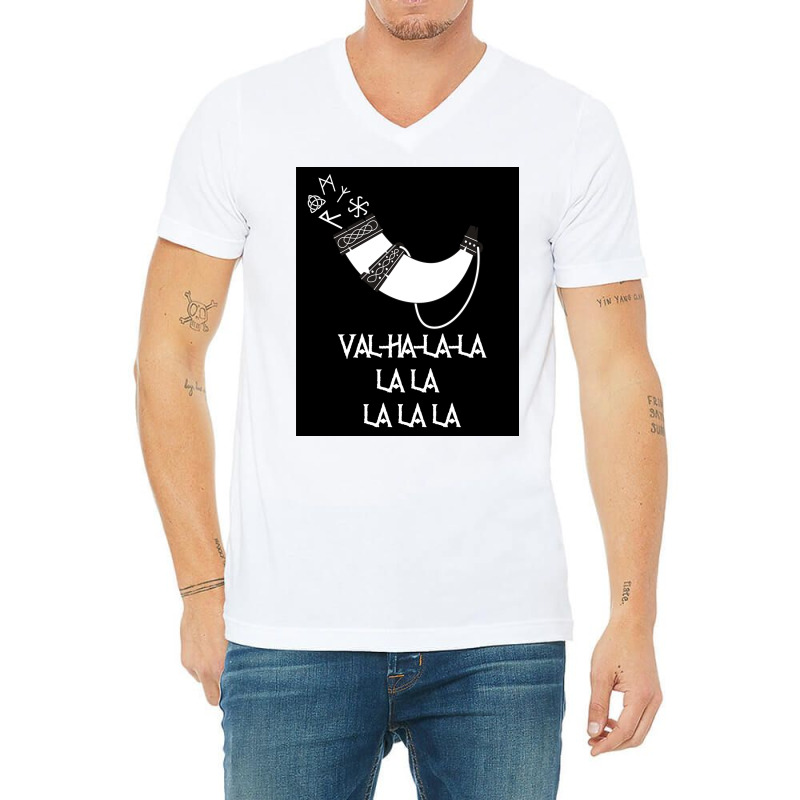 Valhalala Funny Viking Design  Green V-neck Tee | Artistshot