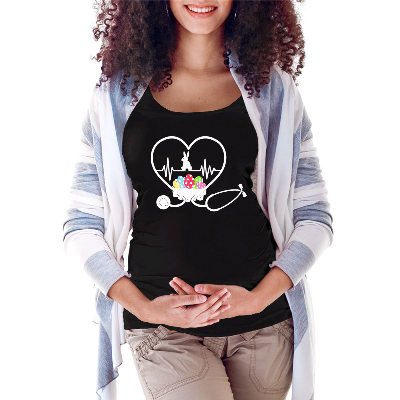 Easter Day T  Shirt Stethoscope Nurse Tail Easter Bunny Colorful Eggs Maternity Scoop Neck T-shirt | Artistshot