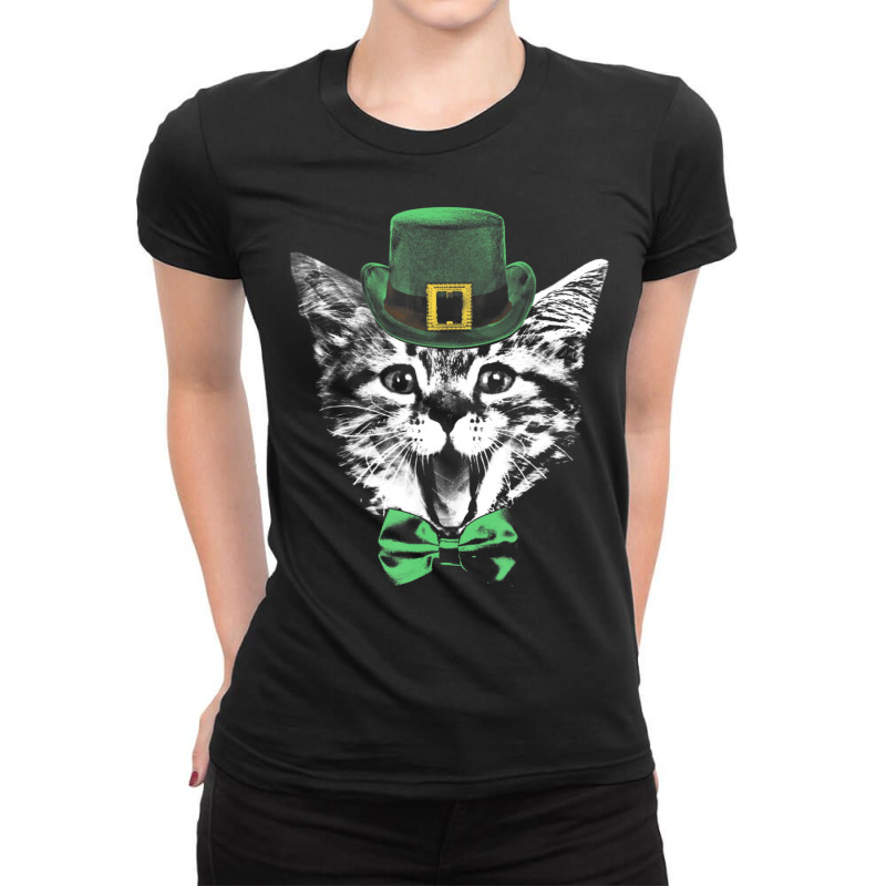 Limited Edition Leprechaun Cat St Patricks Days St Catrick's Day Cat L Ladies Fitted T-Shirt by Ricarda Petrie | Artistshot