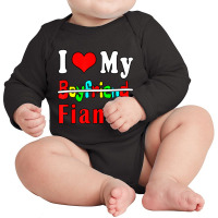 Trending I Love My Boyfriend Fiance Love Valentine's Day Quotes Long Sleeve Baby Bodysuit | Artistshot