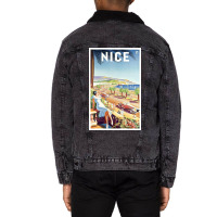 Nice // France Travel 1935 Unisex Sherpa-lined Denim Jacket | Artistshot