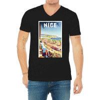 Nice // France Travel 1935 V-neck Tee | Artistshot