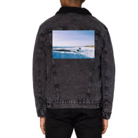 Snowy View In Njardvik  Blue Quote Unisex Sherpa-lined Denim Jacket | Artistshot