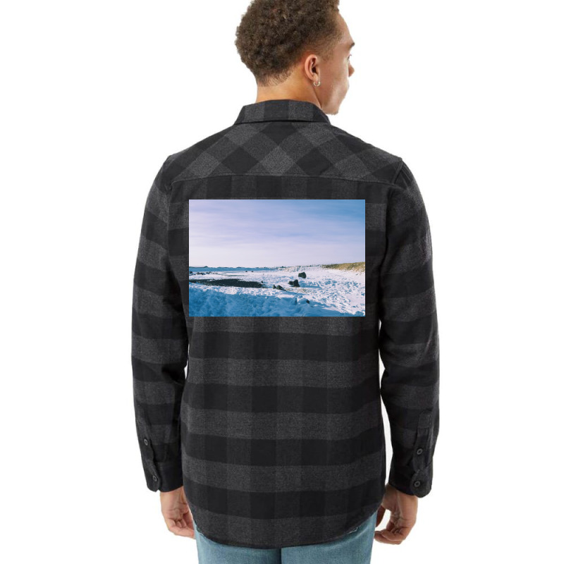 Snowy View In Njardvik  Blue Quote Flannel Shirt | Artistshot