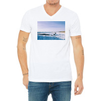 Snowy View In Njardvik  Blue Quote V-neck Tee | Artistshot