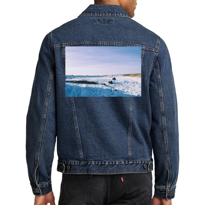 Snowy View In Njardvik  Blue Quote Men Denim Jacket | Artistshot