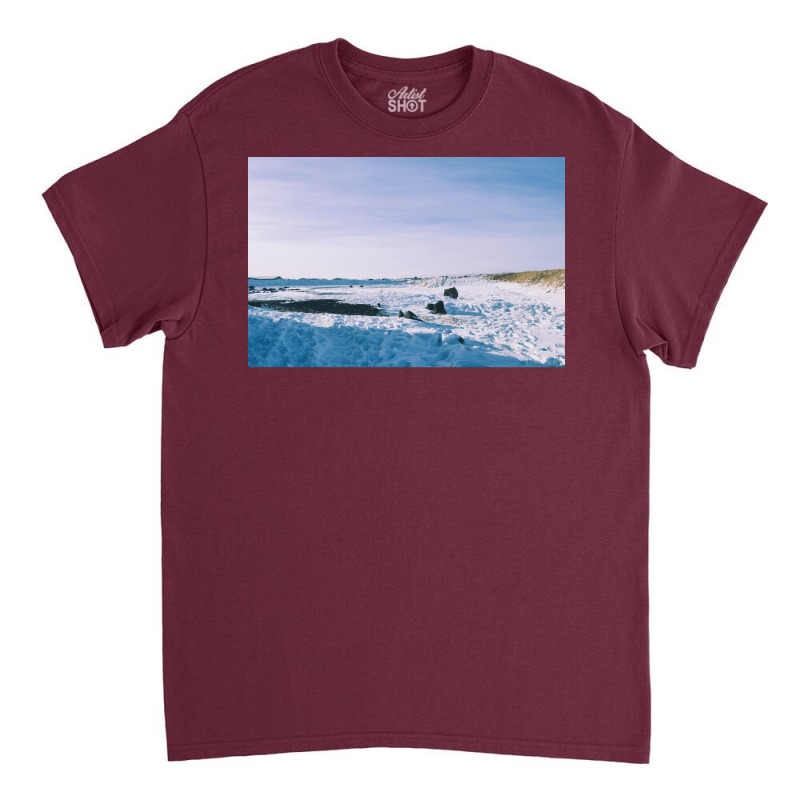 Snowy View In Njardvik  Blue Quote Classic T-shirt | Artistshot