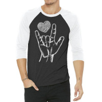 Trending Love Sign Language Asl Heart Valentine's Day For Him 3/4 Sleeve Shirt | Artistshot