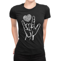 Trending Love Sign Language Asl Heart Valentine's Day For Him Ladies Fitted T-shirt | Artistshot