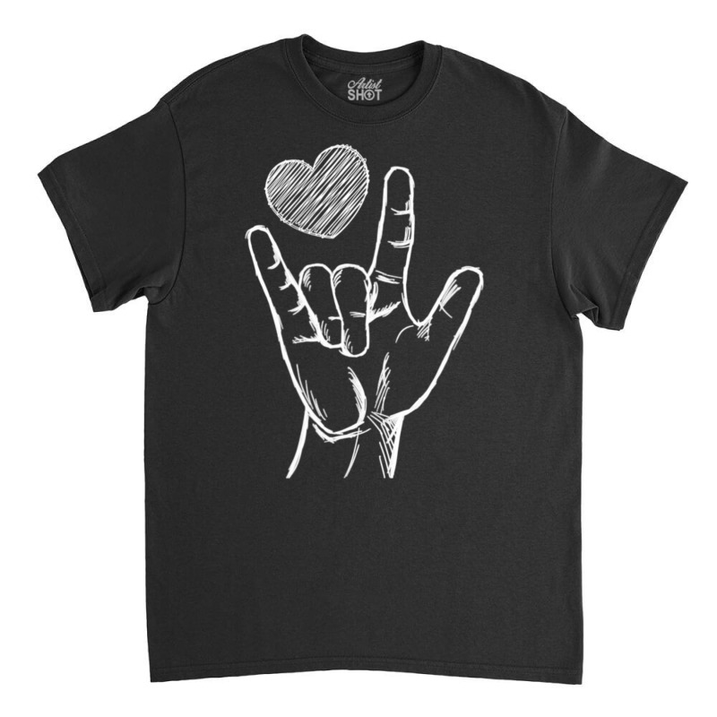 Trending Love Sign Language Asl Heart Valentine's Day For Him Classic T-shirt by Karyn Love | Artistshot