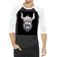 Viking Warrior Head Illustration Image  Gift Hippie 3/4 Sleeve Shirt | Artistshot