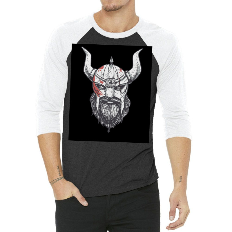 Viking Warrior Head Illustration Image  Gift Hippie 3/4 Sleeve Shirt by wedmanrolingf | Artistshot