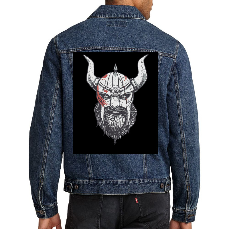 Viking Warrior Head Illustration Image  Gift Hippie Men Denim Jacket by wedmanrolingf | Artistshot