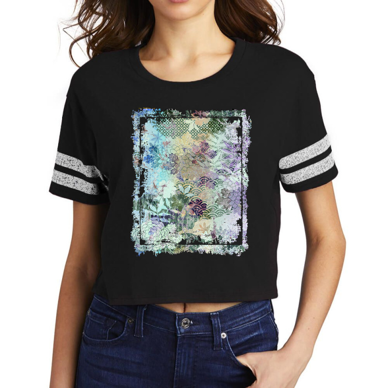 Japanese Floral Pattern Chrysanthemum Cherry Blossom Earth Tone Colors Scorecard Crop Tee by geishascessation326 | Artistshot