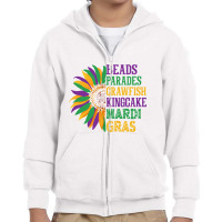 Beads Parades Crawfish Kingcake Funny New Orleans Mardi Gras Youth Zipper Hoodie | Artistshot