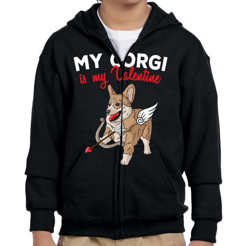 Trending My Corgi Is My Valentine Dog Lover Corgis Valentines Day Youth Zipper Hoodie by Hugo Flowers | Artistshot