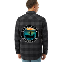 Bird Lake Fishing Michigan Sunset Flannel Shirt | Artistshot