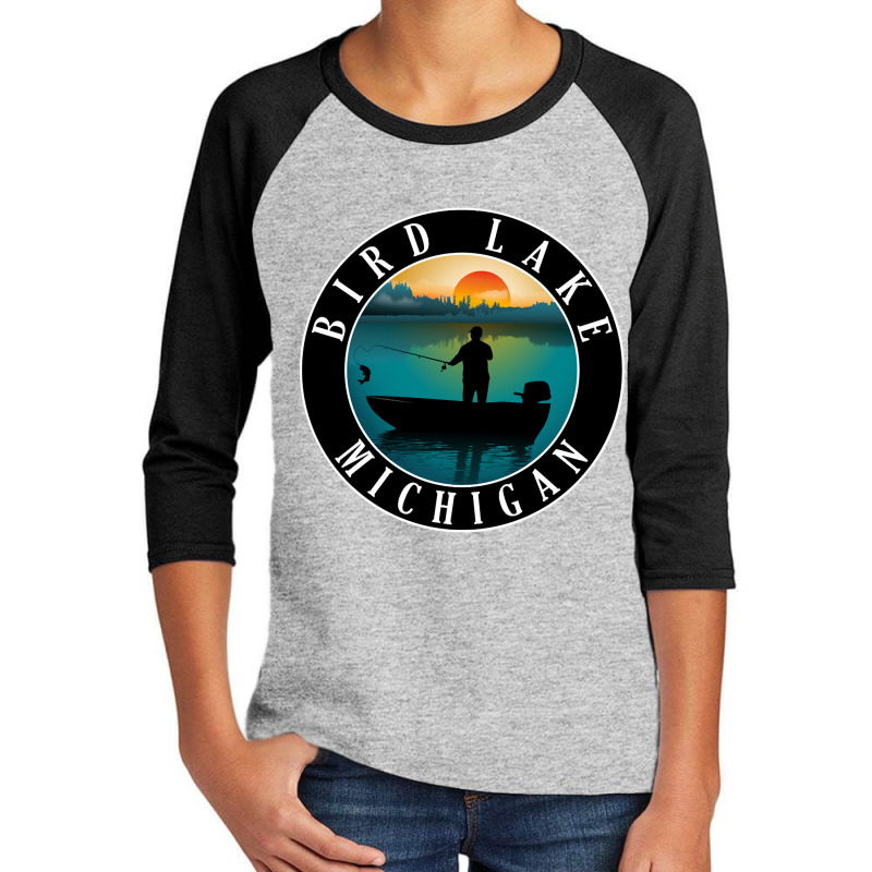 Bird Lake Fishing Michigan Sunset Youth 3/4 Sleeve | Artistshot