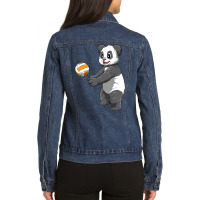 Limited Edition Panda Volleyball Panda Playing Volleyball Panda Ladies Denim Jacket | Artistshot