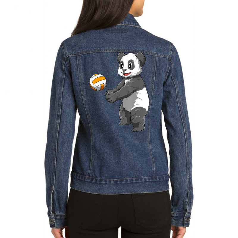 Limited Edition Panda Volleyball Panda Playing Volleyball Panda Ladies Denim Jacket by Kristina Ritchey | Artistshot