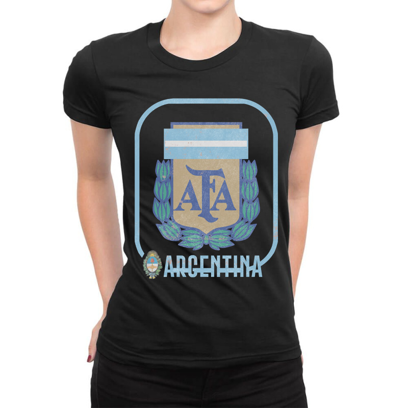 Argentina Vintage Faded Style Soccer Design Ladies Fitted T-Shirt by MadonnaDaum45 | Artistshot