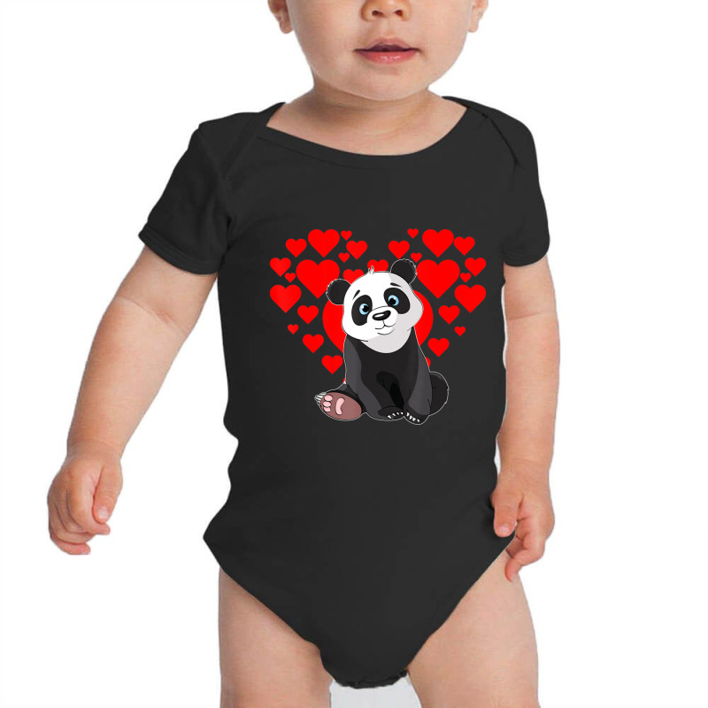 Limited Edition Panda With Hearts Valentine's Day Panda Lover Couple C Baby Bodysuit | Artistshot