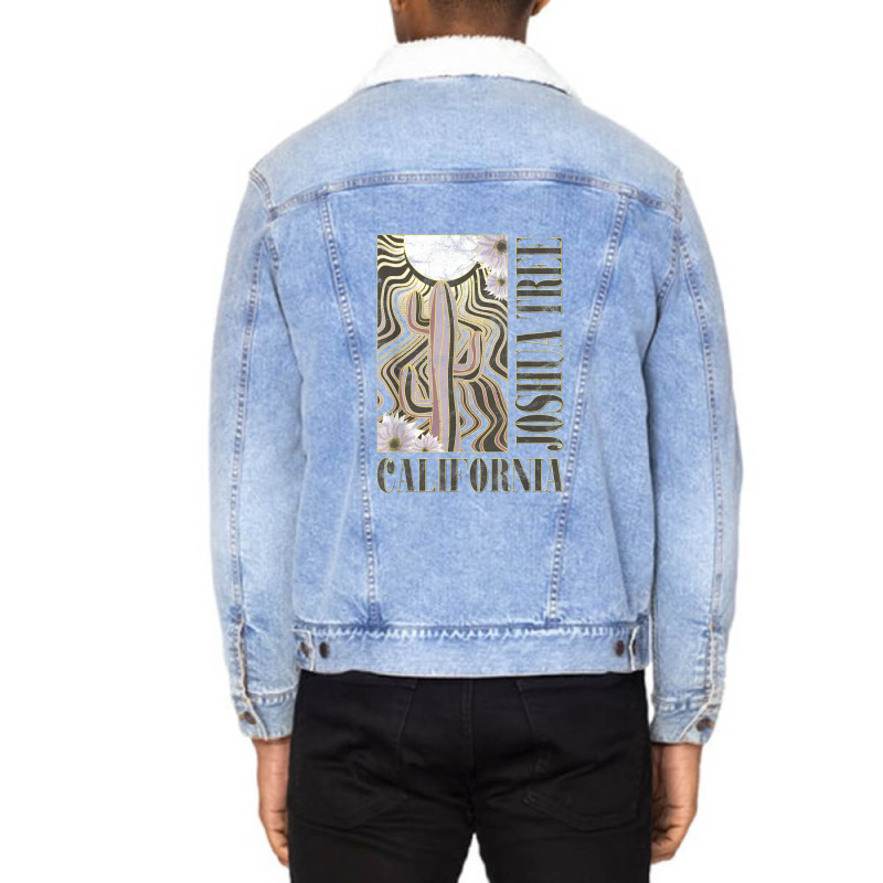 California Joshua Tree Wavy Sun Desert Cactus Unisex Sherpa-lined Denim Jacket | Artistshot