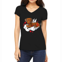 Limited Edition I Love My Dachshund Cupid Dog Lover Valentines Day Dog Women's V-neck T-shirt | Artistshot