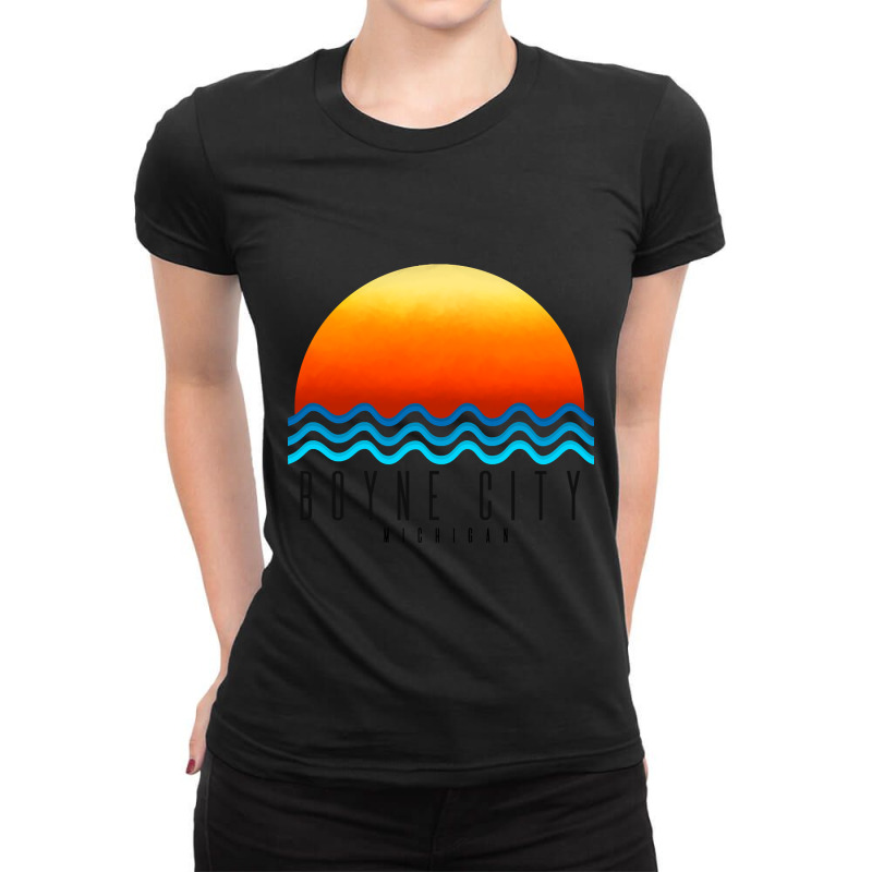 Boyne City Sunset Ladies Fitted T-Shirt by venbytumny | Artistshot