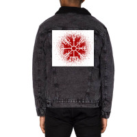 Vegvisir Red Spray  Yellow Blue Unisex Sherpa-lined Denim Jacket | Artistshot