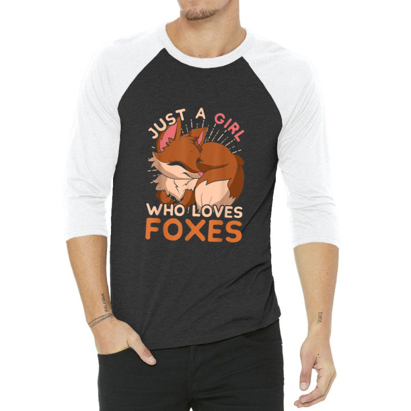 Just A Girl Who Loves Foxes Cute Wild Animal Women Gift Fox 3/4 Sleeve Shirt by RachelRenePeckham | Artistshot