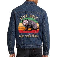 Live Ugly Fake Your Death Vintage Ugly Possum T Shirt Men Denim Jacket | Artistshot