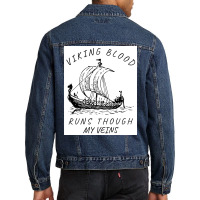 Viking Blood Runs Through My Veins Boat Norway Denmark Scandinavia  Bo Men Denim Jacket | Artistshot