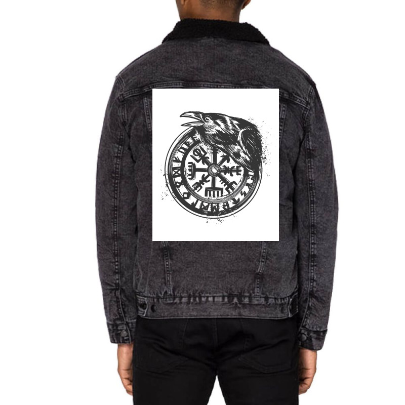 Vikingvegvisir Tattoo Norse Mythology  Humor Unisex Sherpa-lined Denim Jacket | Artistshot