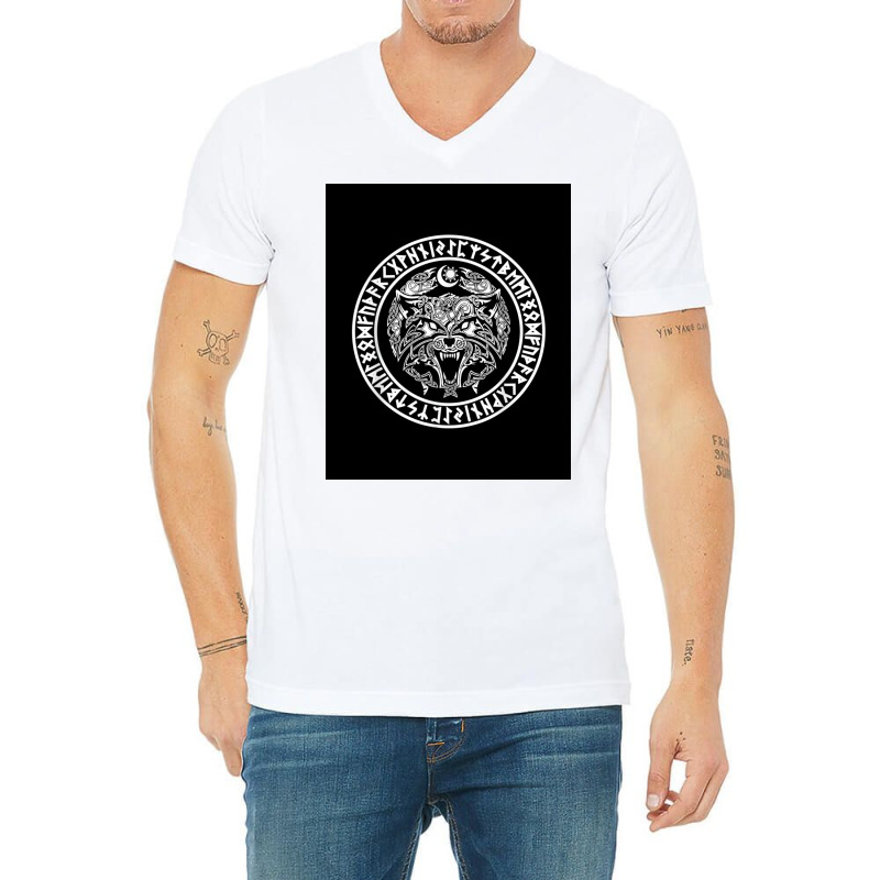 Viking Fenriswolf Fenrir Emblem Norse Mythology  Yellow V-neck Tee | Artistshot