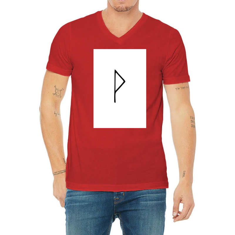 Viking Norse Rune Wunjo Simple Black Amp White  Red Cool V-neck Tee | Artistshot